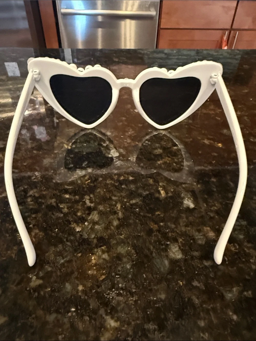 Hello Forty Embellished Heart Sunglasses - White